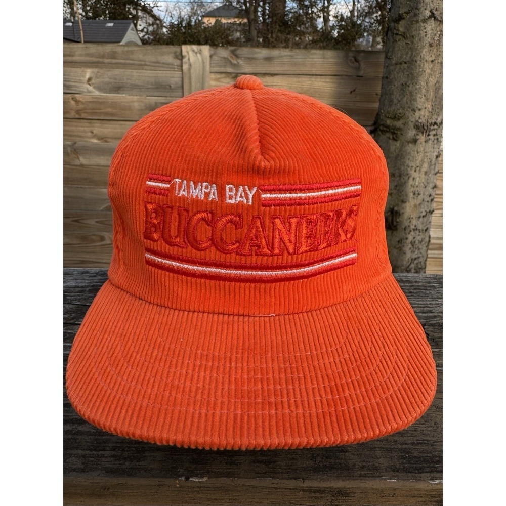 VINTAGE Tampa Bay Buccaneers Hat Adult Creamsicle Corduroy Snapback Embroidery